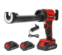 Pistolet Silicone, Pistolet à Colle Sans Fil 18V, Pistolet Silicone Electrique 300 Ml, Pistolet à cartouche electrique avec Lumière LED, Pistolet Silicone 4 Vitesses, pour Calfeutrer (2 Batteries)