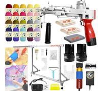 Pistolet Touffeter, Ensemble Touffetage Machine Touffeter Pistolets Tapis 2*2600 Mah Batteries Avec Cadre Alliage D'aluminium 27,5X27,5 Pouces Coupe-Tapis Pour Poils Coupés Et Bouclés 20 Rouleaux Fil