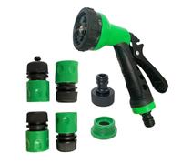 Pistolet tuyau de jardin Pistolet à eau à pression Plusieurs modes d'arrosage Tête diffuseur avec régulateur de pression eau Buses adaptatrices pour tuyau de jardin, tuyau extensible et robinet.