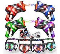 Pistolets Laser Rechargeables Jeu de Tir 4 Joueurs avec Gilets et Cibles Arrière, Affichage Synchronisé 2.4GHz,Intérieur/Extérieur, Enfants 6+ G