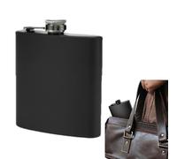 Piston à liqueur classique - Piston de poche en acier inoxydable, plaqué noir mat | , récipient à alcool anti-fuite avec capacité de 6, 7 et 8 onces et bouchon à charnière comme cadeau pour les amis