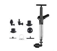 Piston de vidange robuste en acier inoxydable avec poignée pneumatique et support de rangement conçu pour un nettoyage facile des toilettes, baignoires, douches et canalisations de sol bloquées (noir)