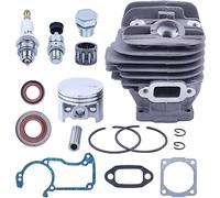 Piston et Cylindre pour Stihl 026 MS260 Series, ADEFOL Nikasil 44,7mm Piston + Cylindre + Joints + Valve de Décompression + Bougie Accessoire Tronçonneuse Kit de Pièces 16 en 1