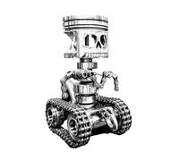 Piston Skull Statue - Squelette mécanique en résine, figurine de tête portable, sculpture artistique artisanale légère | Home Office Desk Table Decoration Ornement Idea Creative Gift Idea pour les col