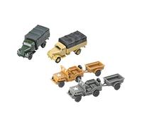 pistro 1/72 Scale 4D Military Truck & Trailer Model Set - 4 Pcs Armored Vehicle Replica for Battle Playset, Office Decor, Gift