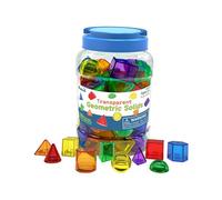 pistro 60x Solides Géométriques Montessori Formes 3D Blocs de Construction Translucides, Jouets Éducatifs pour Apprentissage Couleurs et Formes, Salle de Jeux