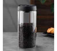 pistro Bocal de rangement sous vide en verre borosilicate avec joint hermétique, boîte à grains de café avec clip de verrouillage, récipient alimentaire pour collations, thé et café (bouteille
