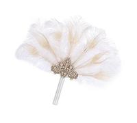 pistro Éventail à plumes artificielles pour mariage, accessoire photo, cadeau pour invité, déguisement, demoiselle d'honneur, design rétro