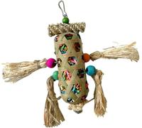 pistro Jouet à suspendre en forme de cage à oiseaux pour petits oiseaux, perroquet en bambou, jouet à mâcher pour calopsittes, canaris, conures, gris africain, etc
