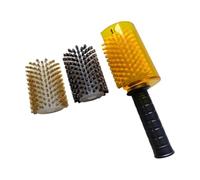pistro Kit de Brosse à Farter pour Snowboard et Ski, 3 Brosses Rotatives en Nylon, Laiton et CRIN de Cheval avec Poignée et Housse, 10 cm
