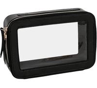 pistro Trousse de toilette étanche - Trousse à huile essentielle de voyage - Multifonction en cuir synthétique - Organiseur de voyage pour maquillage, articles de toilette et accessoires - Noir