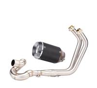 Pit Bike Auspuff Schalldämpfer Auspuff Convient pour Ninja 650 Z650 échappement avant modifié tuyau d'échappement entièrement en acier inoxydable(Carbon Polygon Silver Cover)