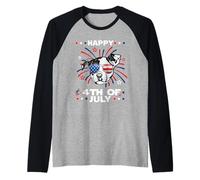 Pit Bull Dog Patriotic American 4th of July Dogs Lovers Manche Raglan