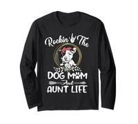 Pit Bull Rocking The Dog Mom and Aunt Life Funny Mothers Day Manche Longue