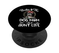Pit Bull Rocking The Dog Mom and Aunt Life Funny Mothers Day PopSockets PopGrip Adhésif