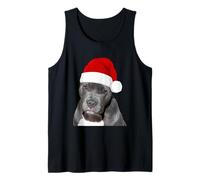 Pit Bull Terrier Portant Un Bonnet de Père Noël Adorable Débardeur