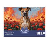 Pit Bull Terrier Puzzle 1000 Pièces DIY Divertissement Puzzles Classiques Chien Mignon Illustration Colorée pour Adultes Et Enfants À Partir De 14 Ans38x26cm/1000pcs