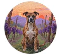 Pit Bull Terrier Puzzle 1000 Pièces Familial Pression Réduite Chien Mignon Puzzle Rond DIY pour Adultes Et Enfants1000pcs (67.5x67.5cm)
