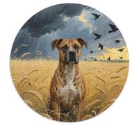 Pit Bull Terrier Puzzle 1000 Pièces Familial Pression Réduite Chien Mignon Puzzle Rond DIY pour Adultes Et Enfants1000pcs (67.5x67.5cm)