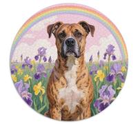 Pit Bull Terrier Puzzle De 1000 Pièces Jeu Cadeau Unique Chien Mignon Puzzle Rond DIY pour Adultes Et Enfants1000pcs (67.5x67.5cm)