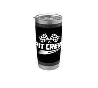 Pit Crew Racing Drapeau Auto Hommes Femmes Auto Gobelet isotherme en acier inoxydable double paroi