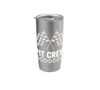 Pit Crew Racing Drapeau Auto Hommes Femmes Auto Gobelet isotherme en acier inoxydable double paroi