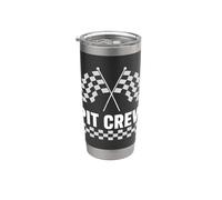 Pit Crew Racing Drapeau Auto Hommes Femmes Auto Gobelet isotherme en acier inoxydable double paroi