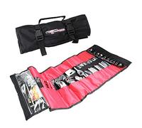 Pit Posse PP2740L Organiseur à 33 Poches pour Outils - Organiseur de clés et Pochette à Outils - Rouleau de clés avec Pochettes pour 10 Douilles - Sac à Outils Enroulable pour électricien, CVC,