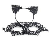 Pitadue Demi tissu doux respirant avec bandeau décoratif en dentelle accessoire de costume pour fête à thème Halloween bandeau en dentelle noire