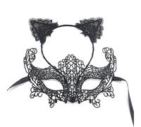 Pitadue Demi tissu doux respirant avec bandeau décoratif en dentelle accessoire de costume pour fête à thème Halloween bandeau en dentelle noire