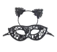 Pitadue Demi tissu doux respirant avec bandeau décoratif en dentelle accessoire de costume pour fête à thème Halloween bandeau en dentelle noire