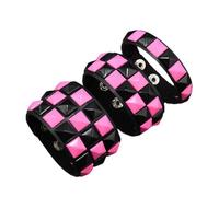 Pitadue Lot de 3 bracelets punk gothique en cuir avec clous carrés foncés réglables et légers pour discothèque, festival, confort, amitié, taille unique, Comme décrit