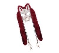 Pitadue Masque d'animal avec fausse fourrure, vikinges, renards en fourrure, loup-garou pour Halloween, cosplay, cadeau