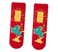 Pitadue Paire de chaussettes assorties en coton pour couple Motif cheval chinois Année Fortunes, Get Rich, taille unique