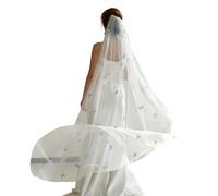 Pitadue Voile de mariée avec papillons élégant en maille filet pour cérémonie de mariage et banquet - Voiles en nylon détachables, crème, Taille unique