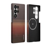 pitaka Coque Magnétique pour Samsung Galaxy S25 Ultra Cover en Fibre d'Aramide Super Mince et Léger en Aspect Fibre de Carbone Housse Robuste Compatible avec Magsafe [Coque Tissé Tactile ] Sunset