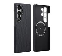 pitaka Coque Magnétique pour Samsung Galaxy S25 Ultra Cover en Fibre d'Aramide Super Mince et Léger en Aspect Fibre de Carbone Housse Robuste Compatible avec Magsafe [Coque Ultra-Mince] Noir/Gris