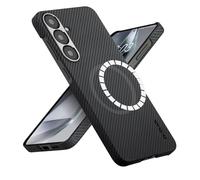 pitaka Coque pour S24, 6,2", compatible avec MagSafe, coque fine et légère pour Samsung Galaxy S24, fabriquée en fibre d'aramide 1500D [coque ultra fine - Noir/gris)