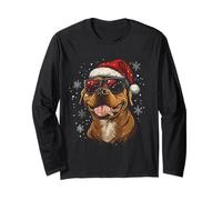 Pitbull Chapeau de Père Noël Amusant avec Chien Mignon Maman Papa Noël Manche Longue