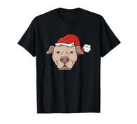 Pitbull Chien avec Bonnet de Père Noël Amusant Pitbull Noël T-Shirt