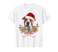 Pitbull Chien Chapeau de Père Noël Couronne Joyeux Noël Pyjama Enfants T-Shirt