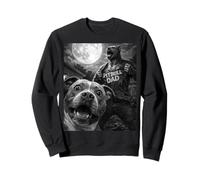 Pitbull Dad Drôle Vintage Horreur Graphic Homme Moon Selfie Sweatshirt