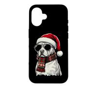 Pitbull Dog Pittie Chapeau de Père Noël Plaid Écharpe Lunettes de Soleil Nuances Coque pour iPhone 16