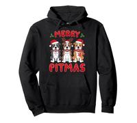 Pitbull Dog Santa Hat Xmas Lights Christmas Merry Pitmas Sweat à Capuche
