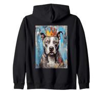 Pitbull King Motif Couronne de Chien Abstrait Sweat à Capuche