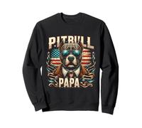 Pitbull Papa avec drapeau américain patriotique pour homme Sweatshirt