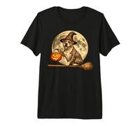 Pitbull Pittie Chapeau de sorcière Jack O Lantern Moon Balai T-Shirt Haut de Gamme