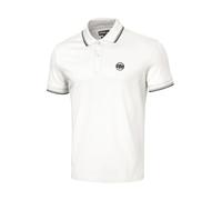 Pitbull - Polo à manches courtes, polo classique pour homme à rayures piquées, polo régulier, polo en coton pour homme, à manches courtes, t-shirt pour homme avec col, polo pour homme, blanc cassé,