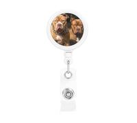 Pitbull Porte-badge rétractable avec clip et porte-clés, porte-nom amusant et mignon, pour employés de bureau, médecin, infirmière