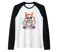 Pitbull Renne de Noël avec Bonnet de Père Noël et Bois de cerf Manche Raglan